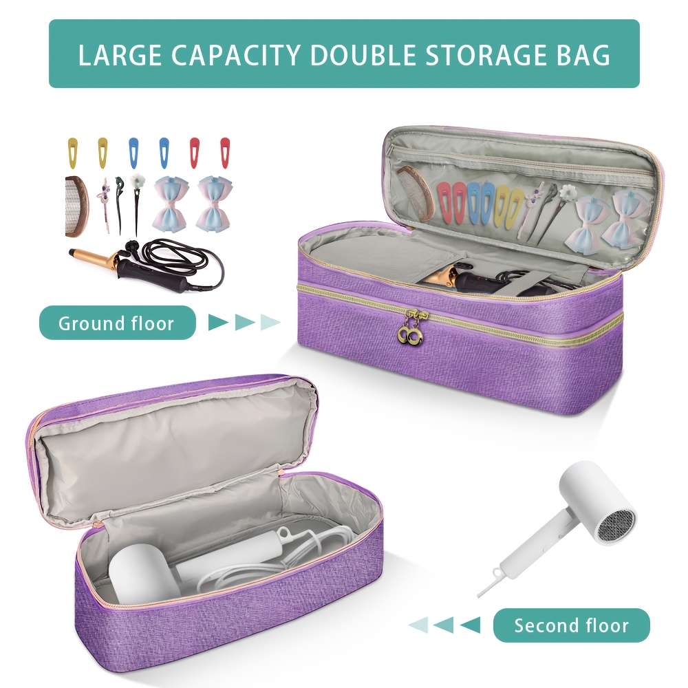 

Double-layer Travel Organizer For Hair Dryer & Curler - Lightweight, Polyester,