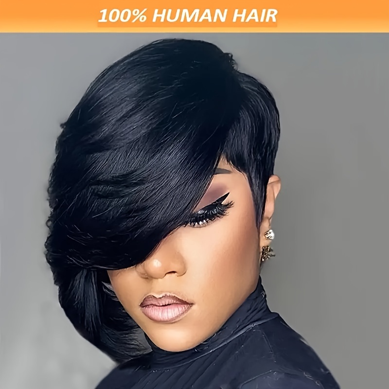 

8-inch Cut Wig For Women - 180% Density Brazilian Human Hair, Short Straight Style With Natural