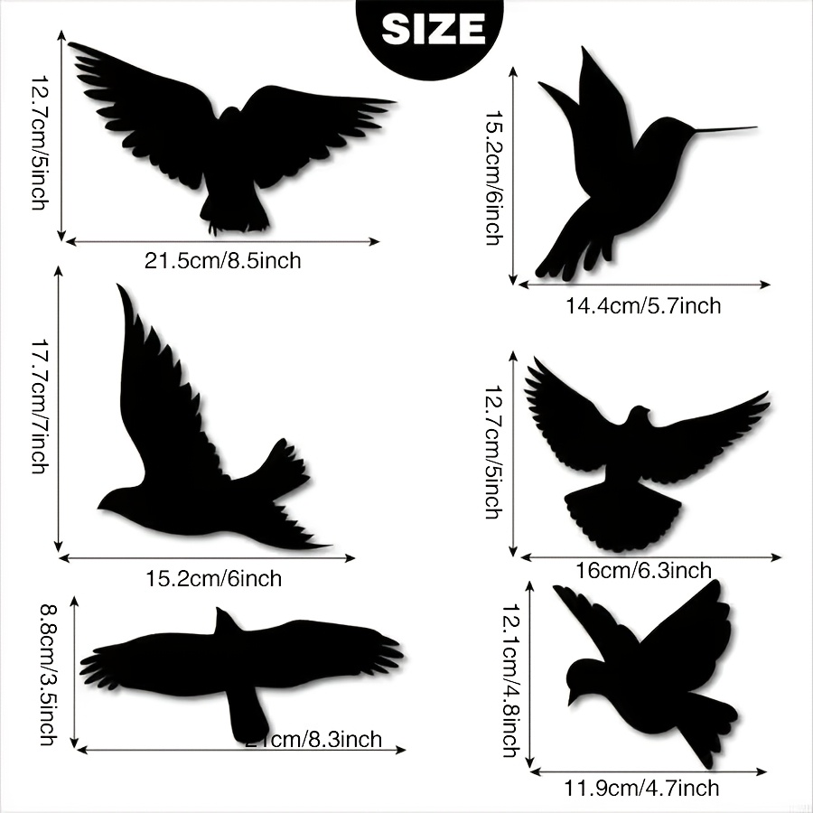 TEMU Lot de 16 grands autocollants -collision pour fenêtre, stickers de pour vitre, décalcomanies pour porte en verre, prévention des oiseaux,