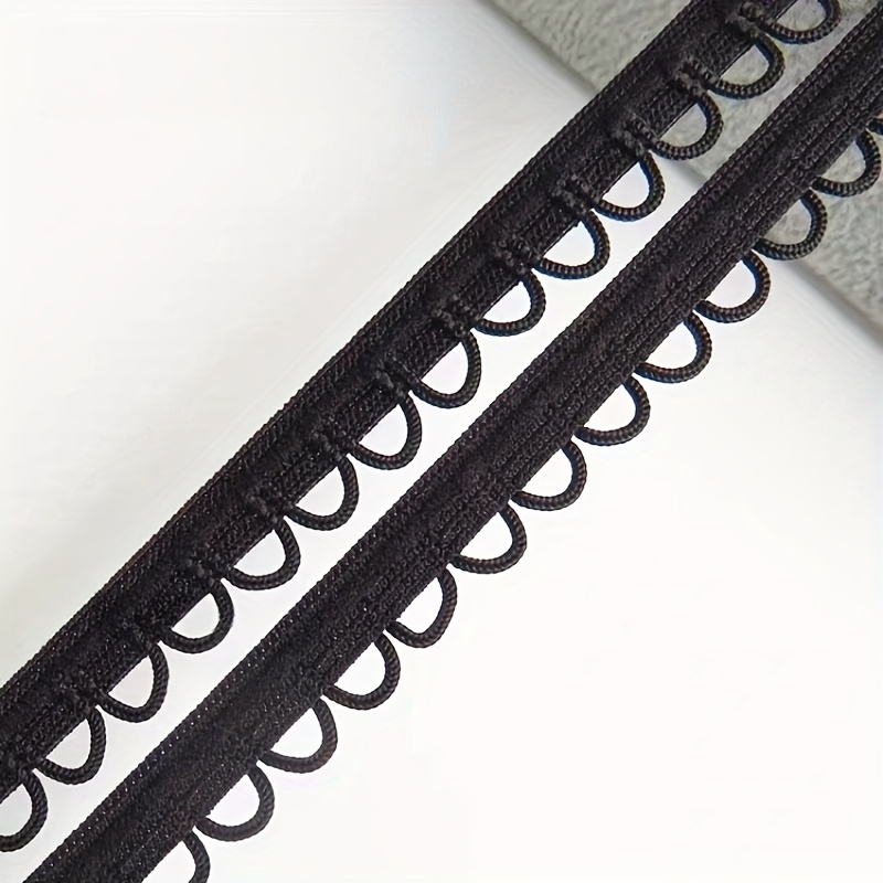TEMU Stretch Knopfspitze, 36 Zoll Länge (Schwarz und Elfenbeinweiß), für Kleidung Näharbeiten, Handgefertigt