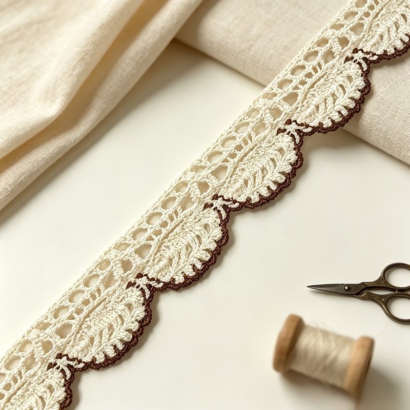 TEMU Bordure en dentelle à fils ondulés , ruban en éventail vintage, bordure pour accessoires de robe et de cheveux à soi-