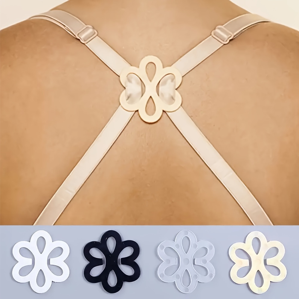 

4pcs Fashionable Floral Bra Strap Clips - Invisible, Non-slip & - Create A Seamless Braless Look - Perfect Accessories For Womens Lingerie And Wear