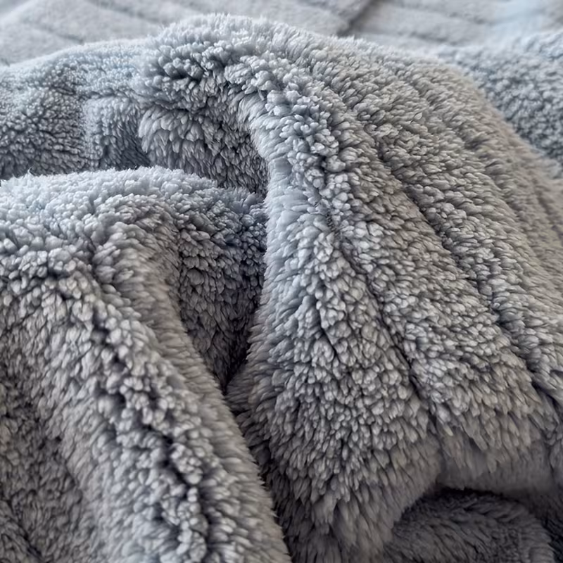 1pc luxury fleece thick double layer blanket plush winter bedspread machine washable cozy throw for bed sofa outdoor decor in brown navy burgundy dark green light green pink Product details 17