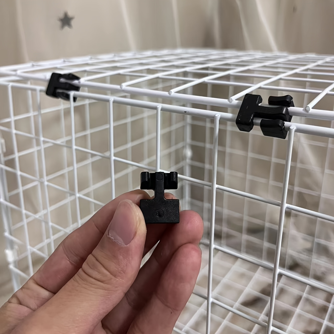 TEMU 16/32 Upgrade Lock Plastic Pet Cage Connector Iron Sheet Net Blue Accessories Diy Iron Fence Combination Installation Metal Dog Cage Door Lock
