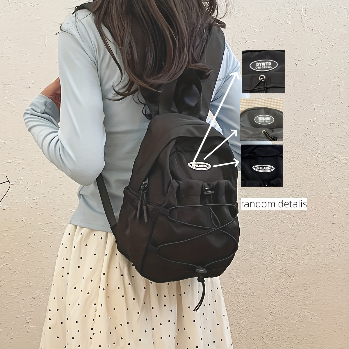 TEMU Dedoo Japanese Ins Mini Backpack Female High-capacity Students Commuting Bag Simple Travel Backpack. Random Style