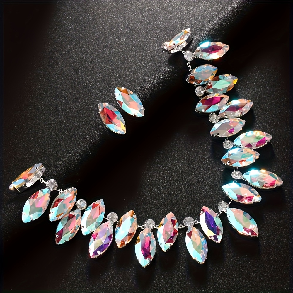 TEMU Elegante Collar de Cuello AB Multicolor con Diamantes de , Lujoso Accesorio para Novia, Boda y