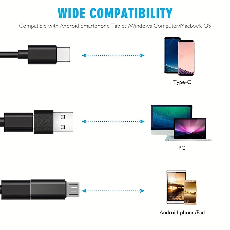 Endoscopio USB Tipo-C, Cámara Móvil para Reparación Automotriz e Industriales, Sonda Impermeable IP67 con Cables Duros y Blandos, 6 LED de 5.5mm de Diámetro, Grabación de Video y Memoria para Teléfono