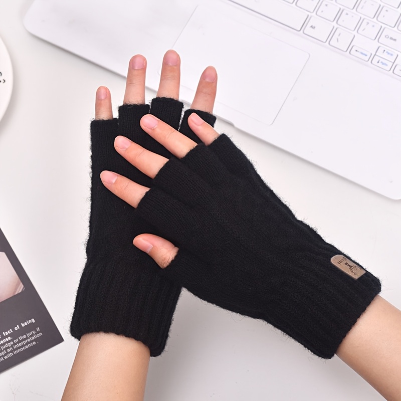 TEMU Guanti da e da donna a lunghezza in lana, e resistenti al freddo, guanti touchscreen a lunghezza, guanti a righe ispessiti, adatti per il calore