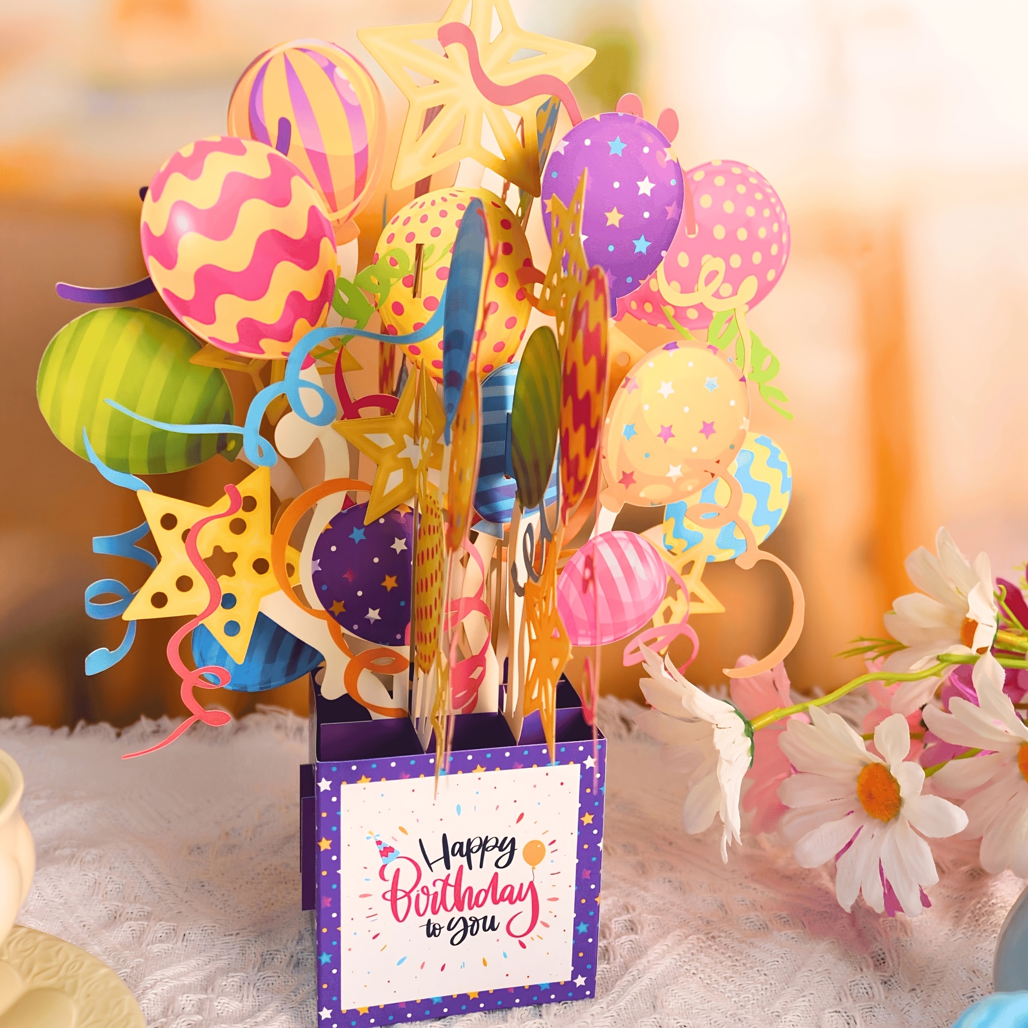 E-shop Ein "Happy Birthday" Ballon Pop-Up Karte, ideal für alle, Geschenk für Geburtstage, Heimdekoration, Party Einladungskarte