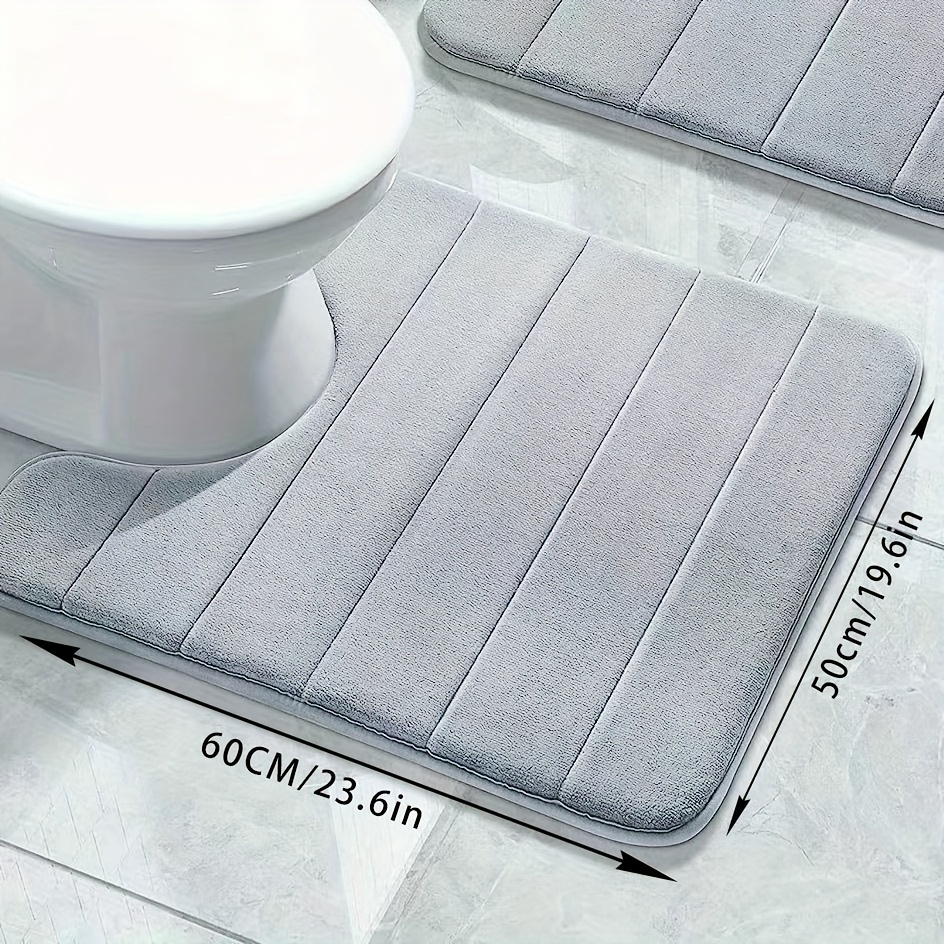

1pc Memory Foam U-shaped Bathroom Mat, Soft Comfort Floor Rug, Non-slip Pedestal Mat, Machine Washable, Quick Dry, Bath Accessory