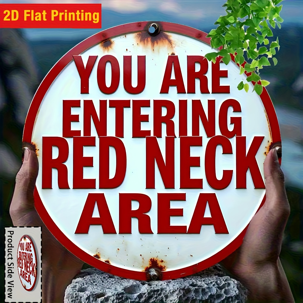 TEMU 2d Flat - 1pc[2d Flat Printing]-'you Are Entering Area' Round Sign- 20.32x20.32 Cm, Retro Wall Art For Home, Kitchen, Bar, Cafe, Garage Decor,
