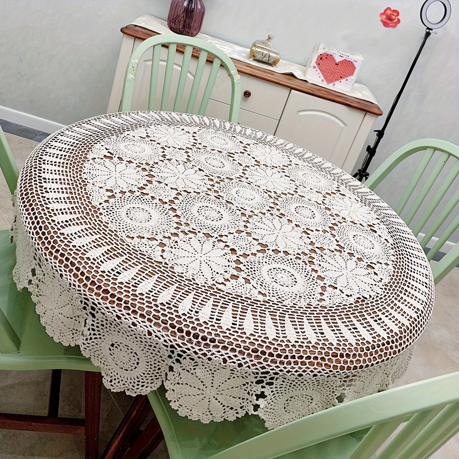 

52inch Round Crochet Tablecloth Table Cloth