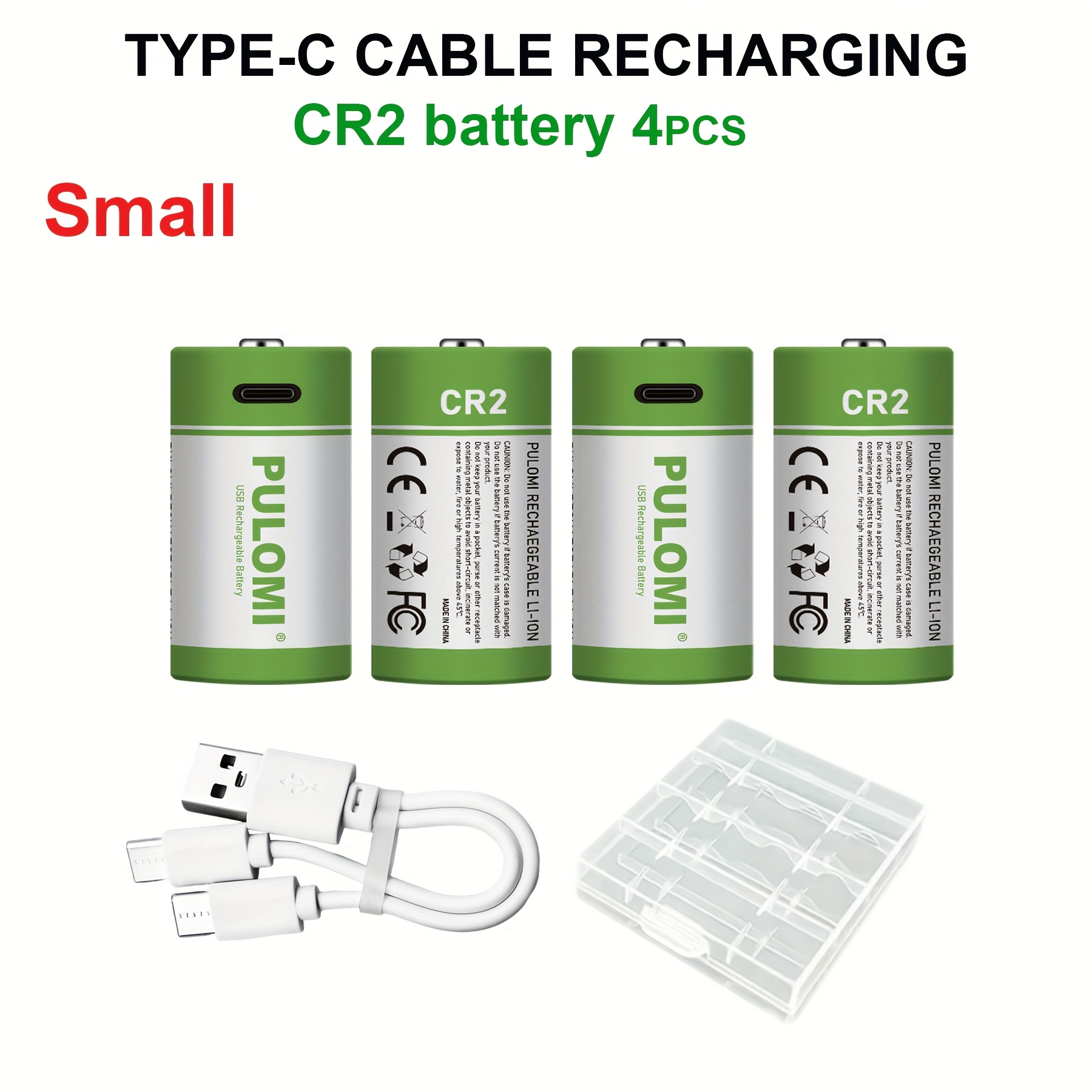 TEMU Set Of 4 Cr2 Batteries, Including Models Cr15h270, Cr15266, Cr15270, And Cr2w. Are Usb/type-c Rechargeable Lithium-ion Batteries With A High