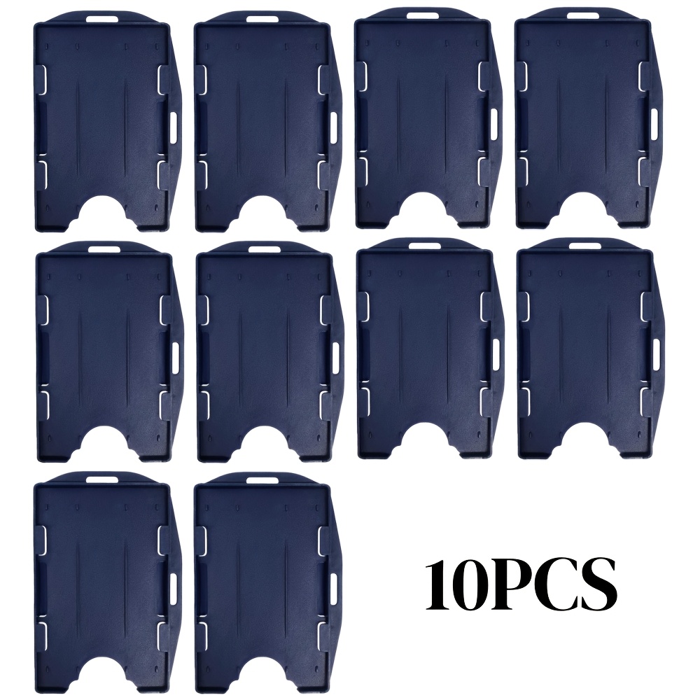 TEMU 2d 10pcs Hard Plastic Id Card Holder, Horizontal And Vertical Dual-use, Double Sided, Hold 2 Cards