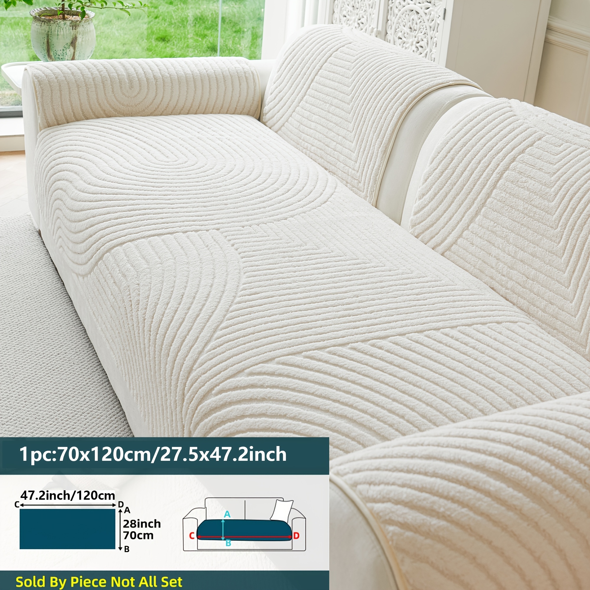 TEMU 1pc Modern Soft Velvet Sofa Cover, Plush Solid Jacquard Seat Cover, Seat Cushion, Anti-scratch, Pet-friendly, Machine Washable Material, Easy