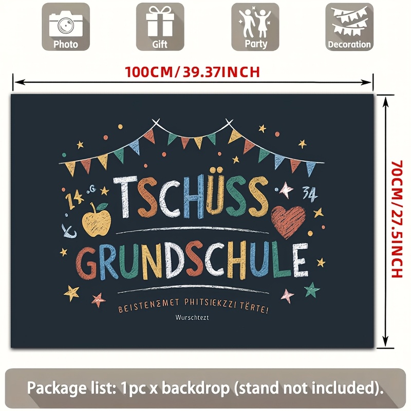 E-shop 2D Flach, [PARTYBANNER] 2D Flachbanner, 1 Stück Abschiedsgrundschule Kreide Girlande Bunter Polyester-Hintergrund, für Partydeko Bauernhof,