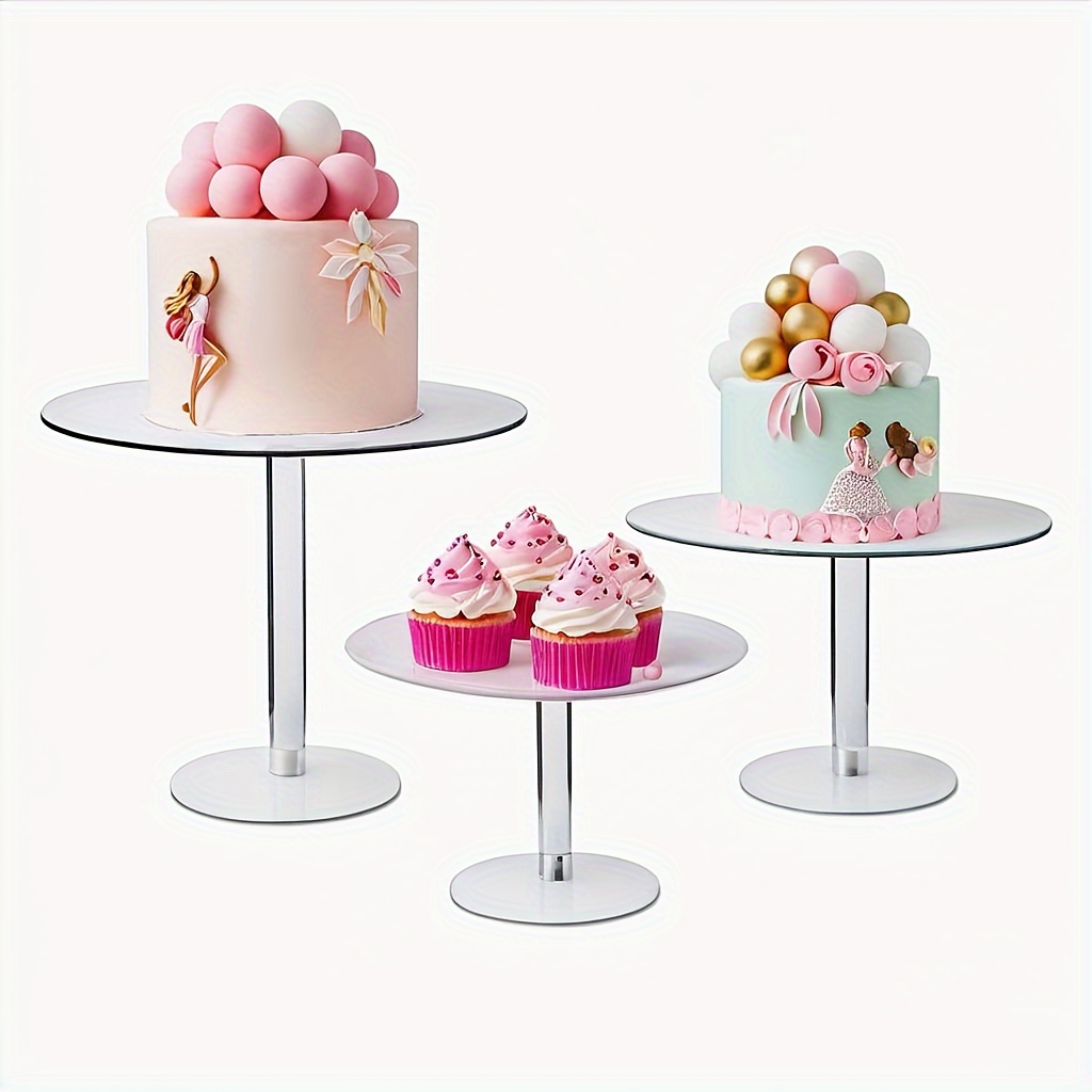 

1/3pcs Set Clear Acrylic Cake Stands, Round Dessert Display Stands For Kitchen, Restaurant, Party - Food-safe, No Electricity Needed