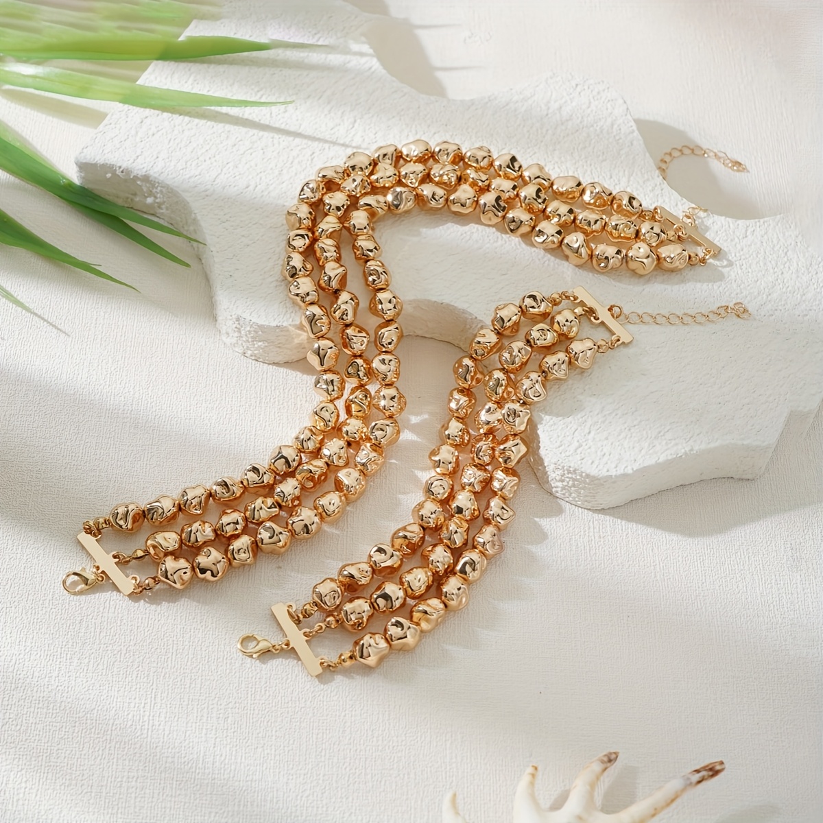 Multilayered Beaded Necklace and Bracelet Set for Women