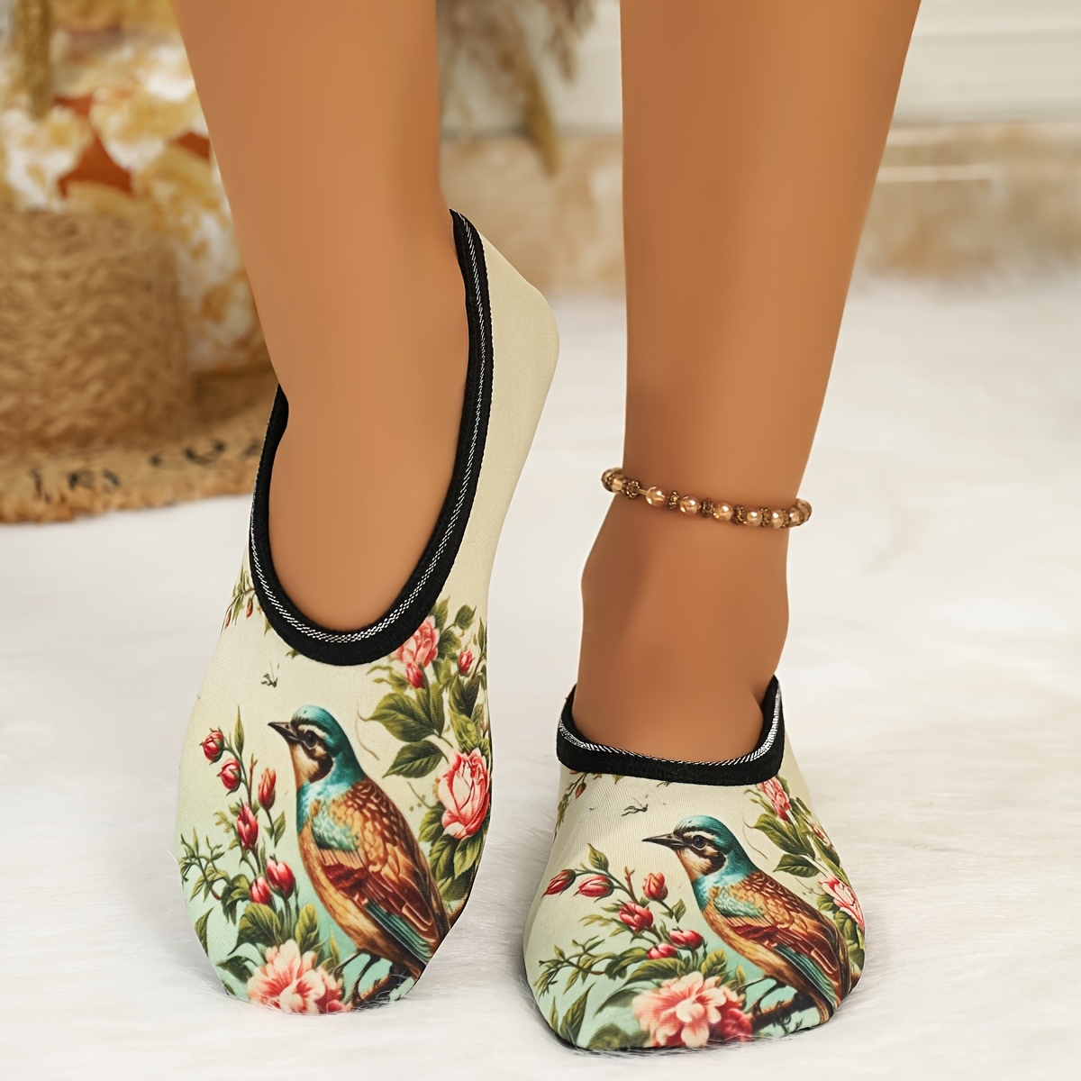 TEMU Women's Home Slippers With Fashionable Animal Print, High-elasticity Comfortable Floor Shoes, Trendy Dance Shoes, Yoga Shoes, Women Shoes
