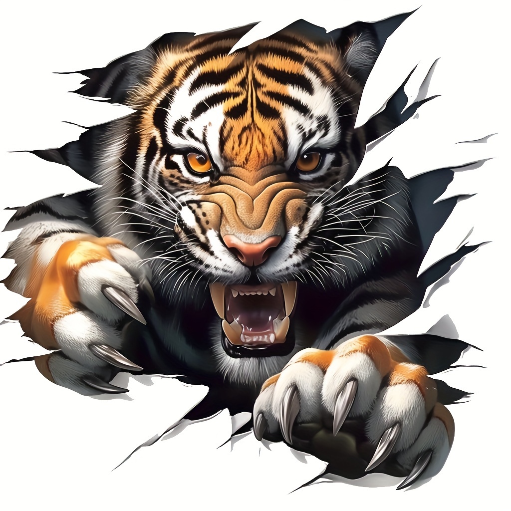 

Stunning 3d Tiger Vinyl Decal - Waterproof, Scratch-covering Sticker For Cars, Laptops & More - Trucks, Suvs | Ideal Christmas Gift (13cm*13cm)