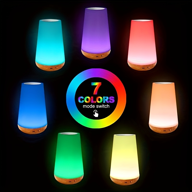 7-Color Touch Night Light Soft Glow Sleep Companion · Light Touch Color Change · USB Charging · Warm Bedside Lamp · One-Touch Dimming · Bedroom/Atmosphere Tool · Long Battery Life! Creative Rainbow Night Light 7-Color Gradient + Soft Light Mode ·
