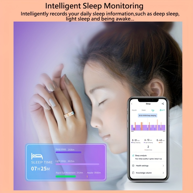 womens smart ring fitness sleep   with step distance calorie monitoring multiple sports   crystal charging case magnetic usb c charging fashionable engraving design high quality compatible with ios   perfect gift for women fitness tracking accessory elegant accessory durable touchscreen Product details 5