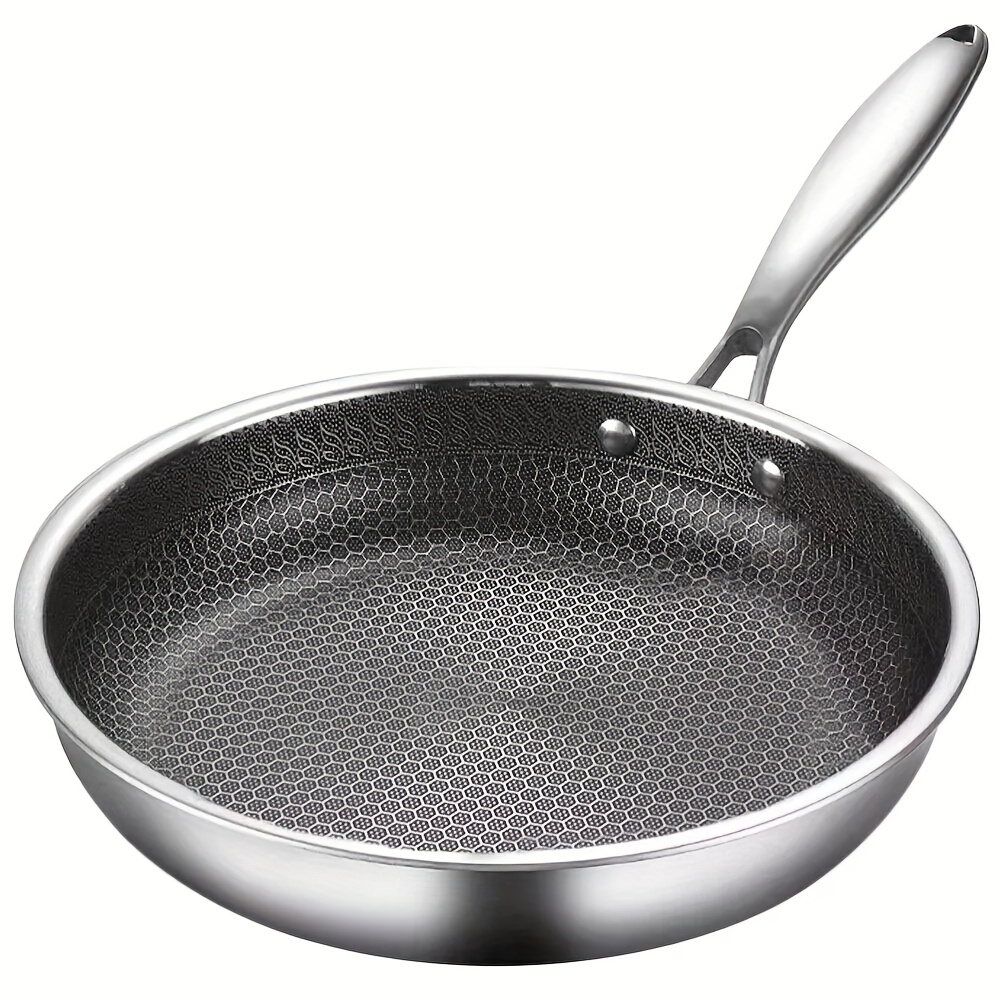 E-shop 10-Zoll Honeycomb Antihaft-Edelstahl Bratpfanne - Leicht zu reinigen, gleichmäßige Wärmeverteilung, ideal für Steaks, Eier, Fisch, geeignet für