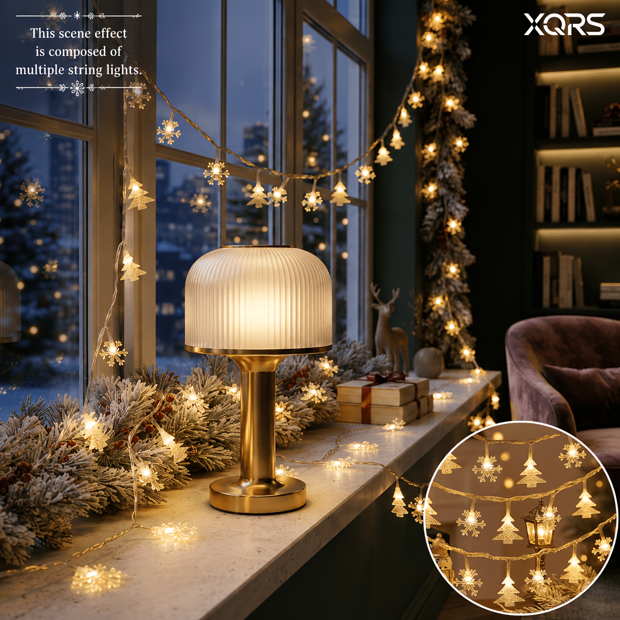 TEMU Romantic Snowflake Christmas Tree With Fairy String Lights(202cm/79.5inch)-perfect For Christmas, Thanksgiving, New Year, Weddings, Birthdays,