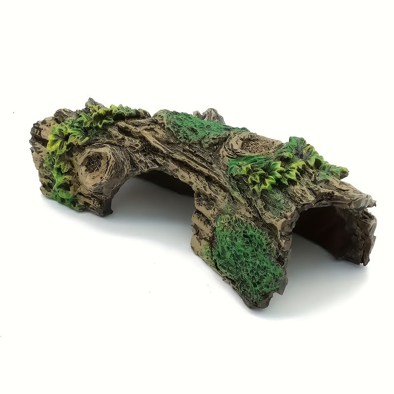 Image of 1pc 2-in-1 Reptile Hideout & Basking Platform, Stump Ecological Landscaping, Suitable For Reptiles & Amphibians, Aquarium Decor