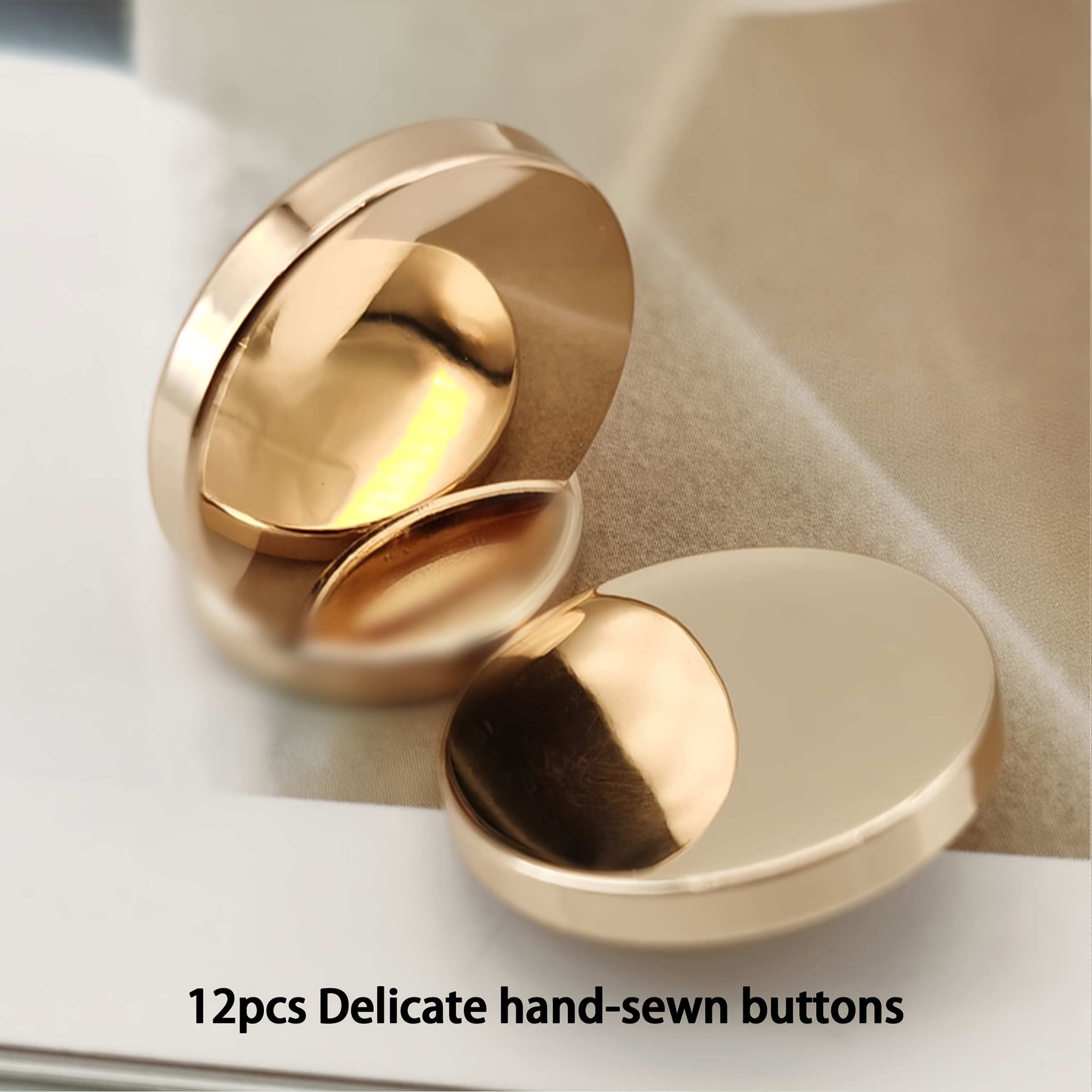 TEMU Un ensemble de 12 boutons ronds, lisses et plats en métal doré, parfaits pour les vêtements, les jeans, les chemises et de couture, idéaux pour
