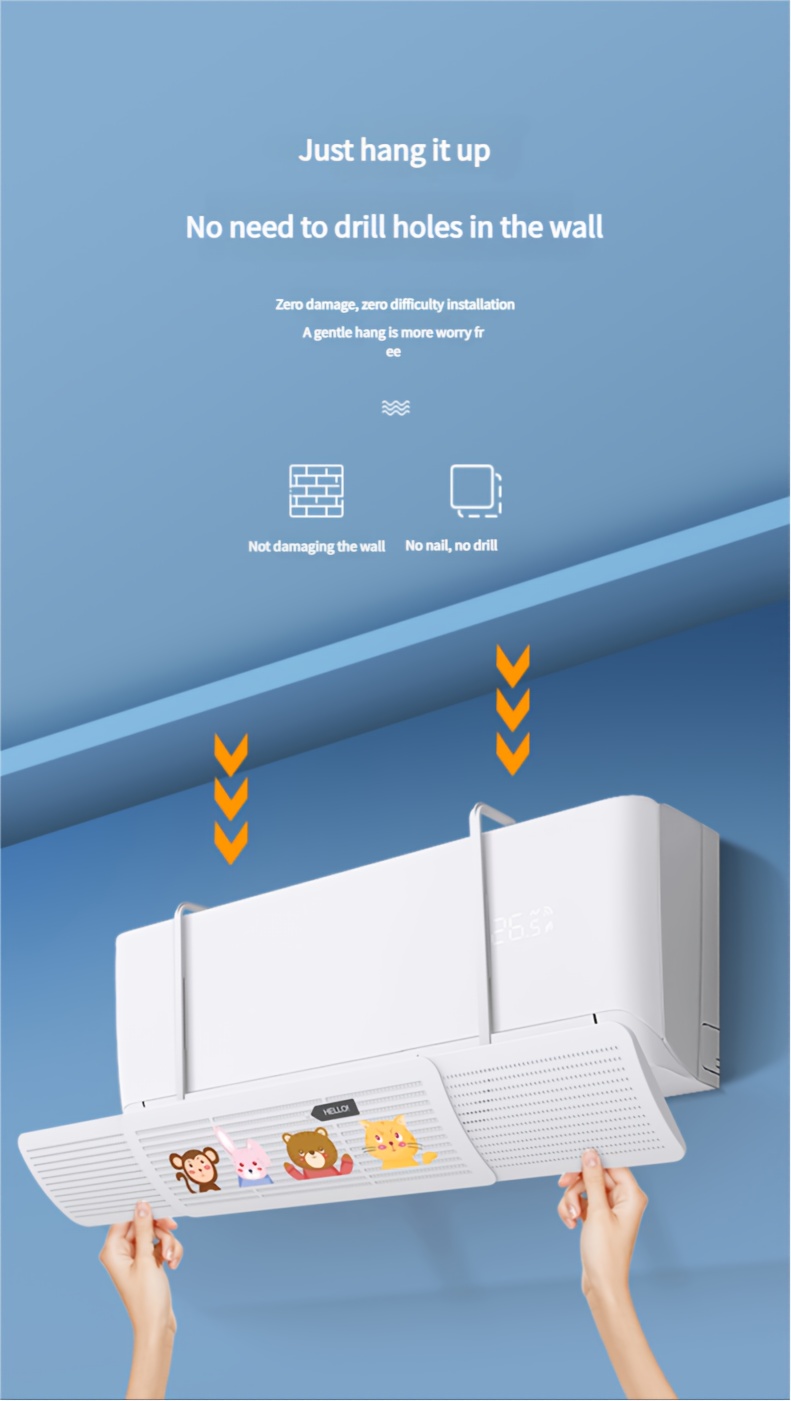 retractable no drill air conditioner wind deflector space saving plastic material enhances airflow   no electricity needed details 3