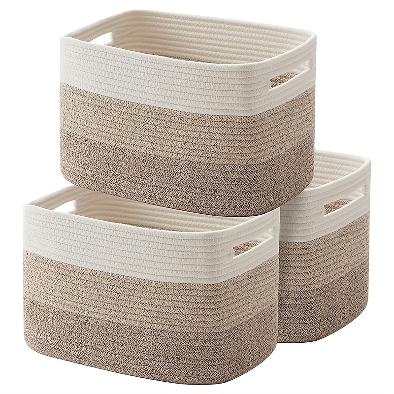 

3 Pack Of Storage Basket, Woven Baskets For Storage, Rope Basket For Toys, Towel Baskets For Bathroom, Trunks