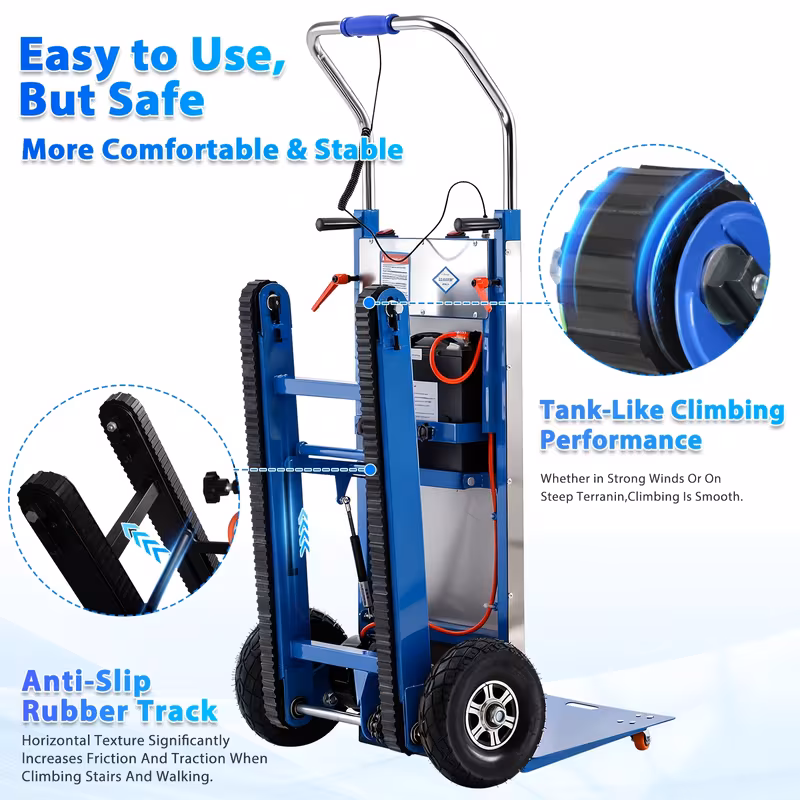 sturdy stair climbing trolley supports up to 900 features 3 folding telescopic handle and portable design ideal for mobile warehouse and business applications Product details 0