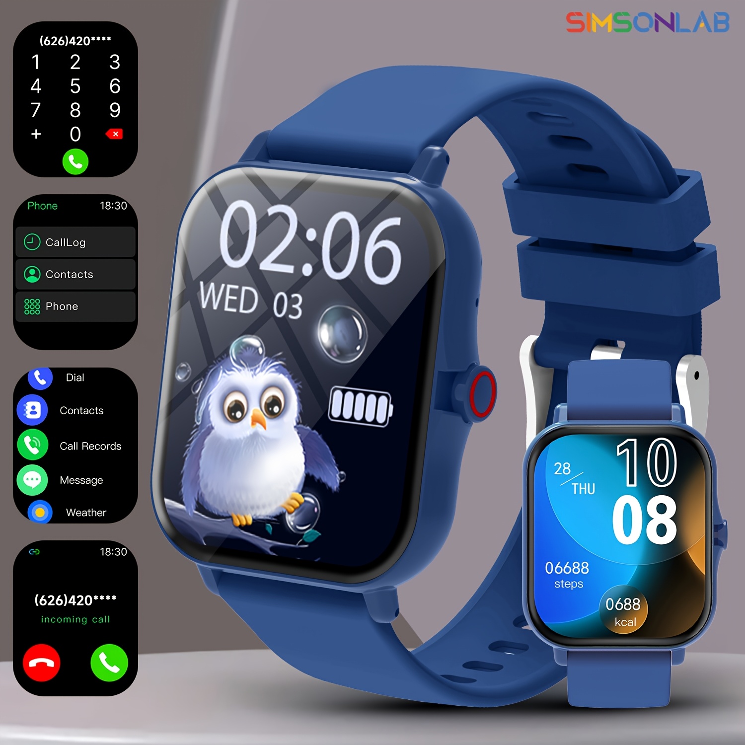  smart watch compatible for large screen smartwatch with voice control music calls remote pedometer low   multi   alarm clock   for smartphone control