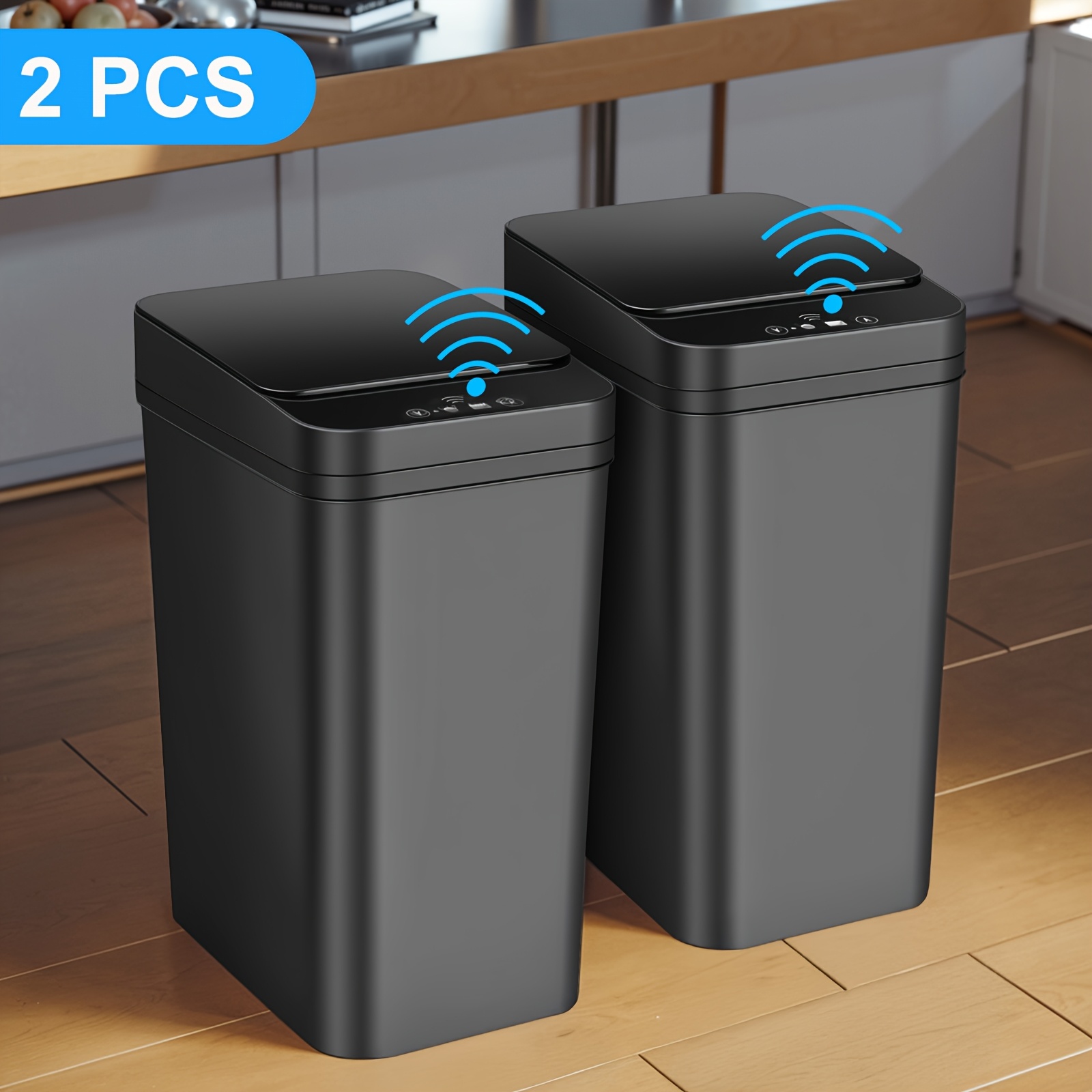 TEMU Automatic Bathroom Trash Can With Lid, 2pcs 2.8 Gallon Touchless , Small Motion Sensor Smart Trash Can, Slim Trash Bin For Bedroom, Bathroom,