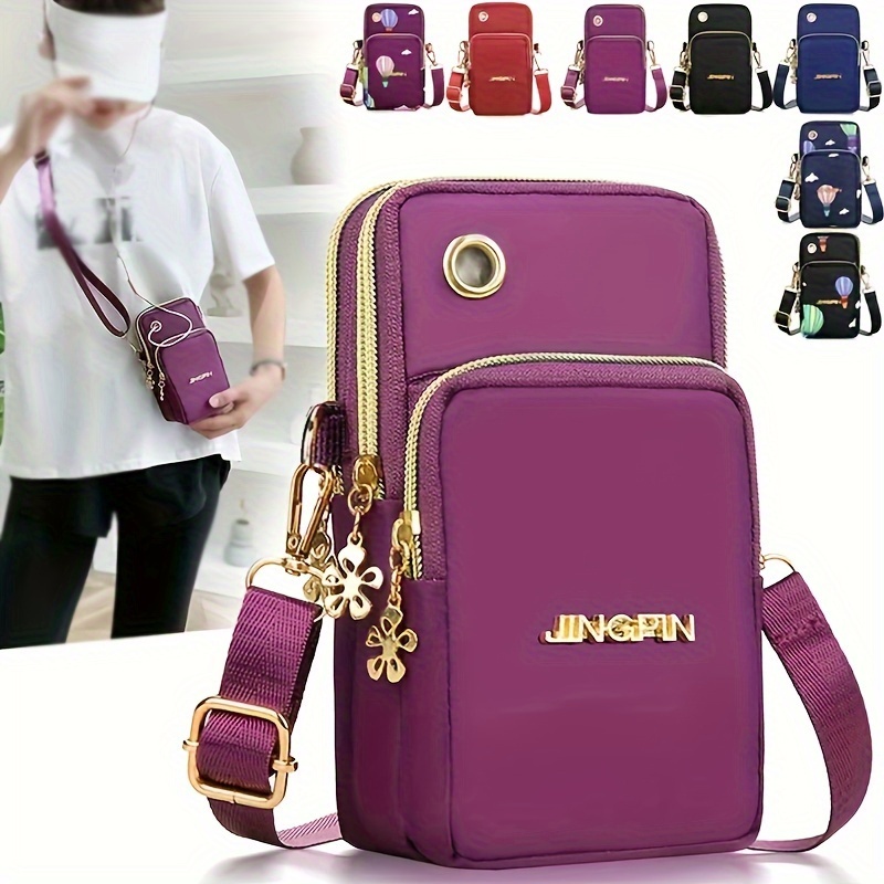

Women's Fashion Crossbody Cell Phone Purse, Casual Multi-pocket Zip Shoulder Bag With Adjustable Strap, Compact Sports Coin Pouch And Earphone Holder For Daily Commute