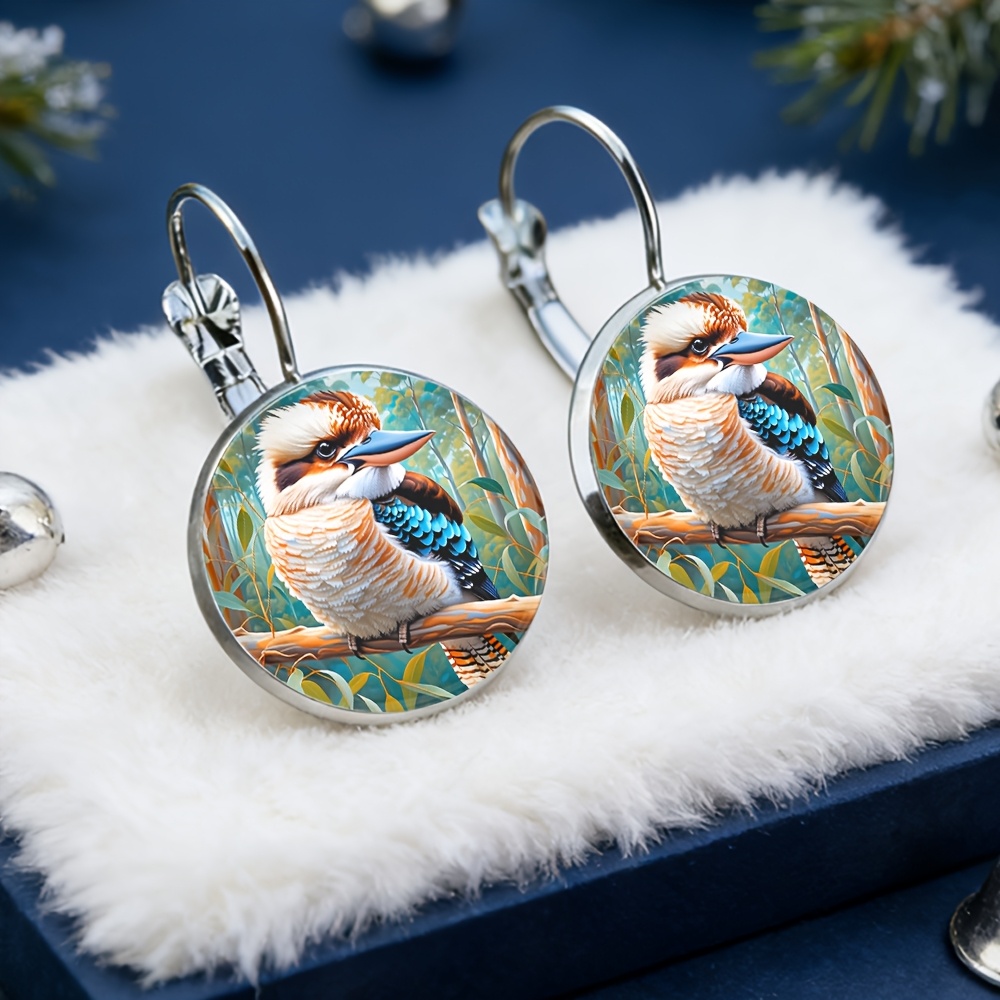 TEMU Sitting On A Branch French Earrings, Alloy Material, Glass Inlaid, Women's Fashion Gifts, Suitable For Daily Wear With Exquisite Earrings