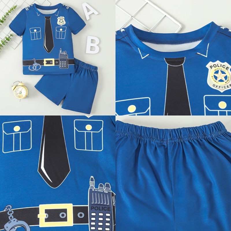 conjunto pijama piezas niños disfraz policía dibujos Temu El