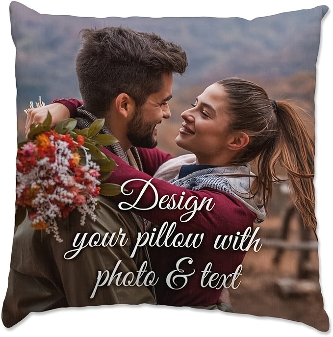 custom photo text throw pillow cover personalized decorative   for sofa bedroom living room perfect gift for valentines anniversary christmas birthday details 0