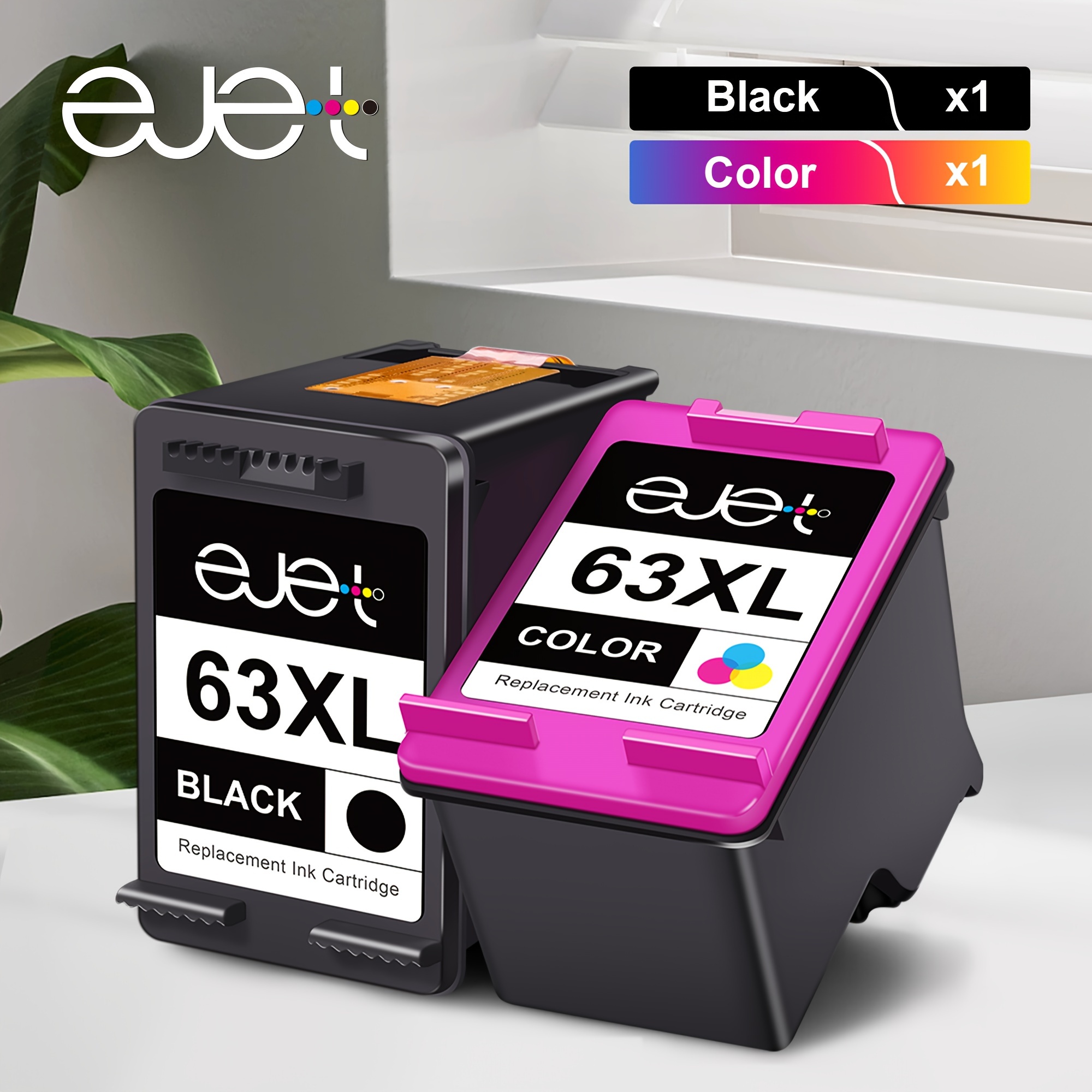 

2 Pack 63 Xl Ink Cartridge Replacement For 63xl (1 Black Color) Work With 3830 4650 4652 4655 5200 5252 5255 5258 4520 4512 1112 2132 3630 3632 Printer