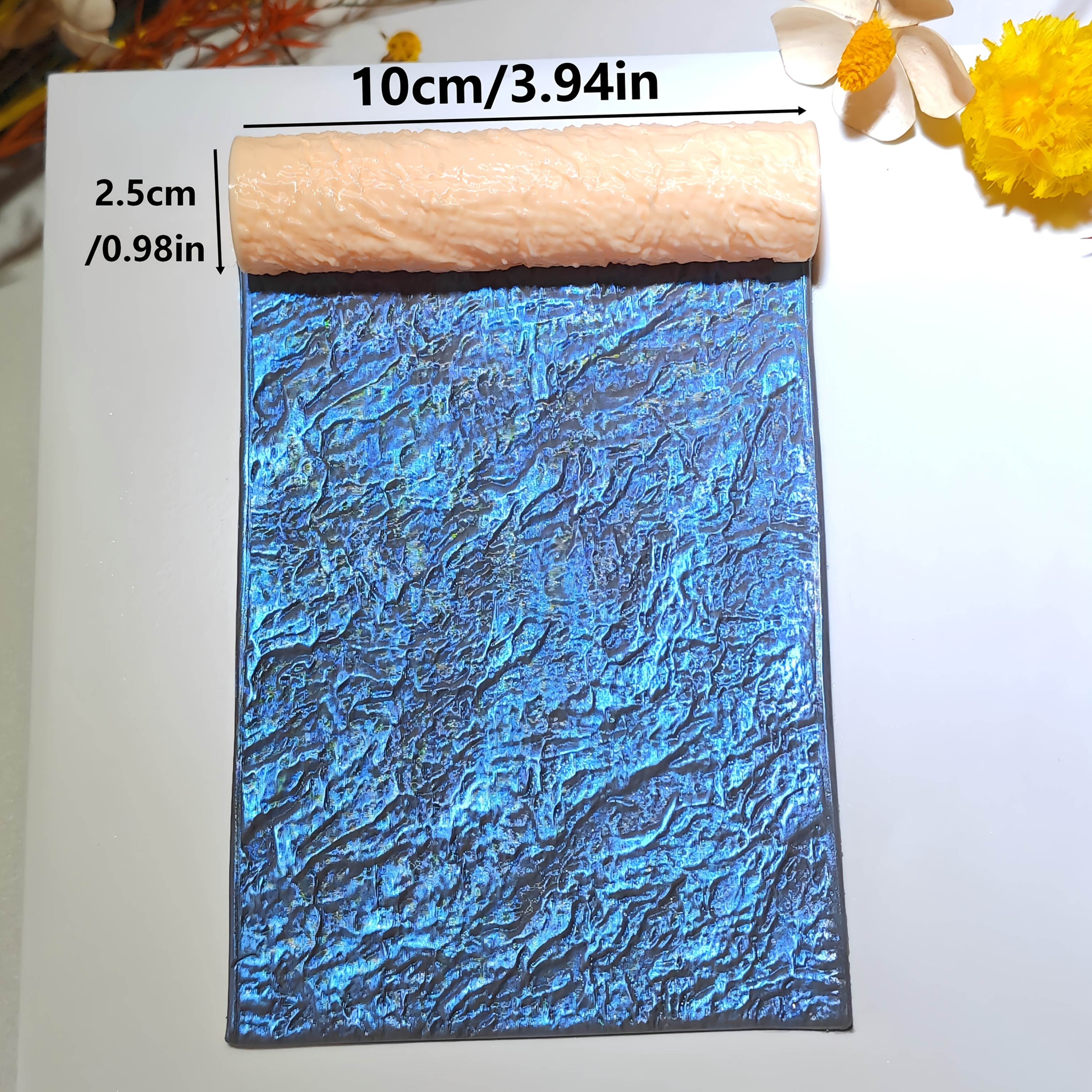 TEMU 1pc Rough Concrete Seamless Embossing Roller, Sturdy Plastic Textured Rolling Pin, Craft Tool For Handmade Earrings, Charms, Pendants, Polymer &