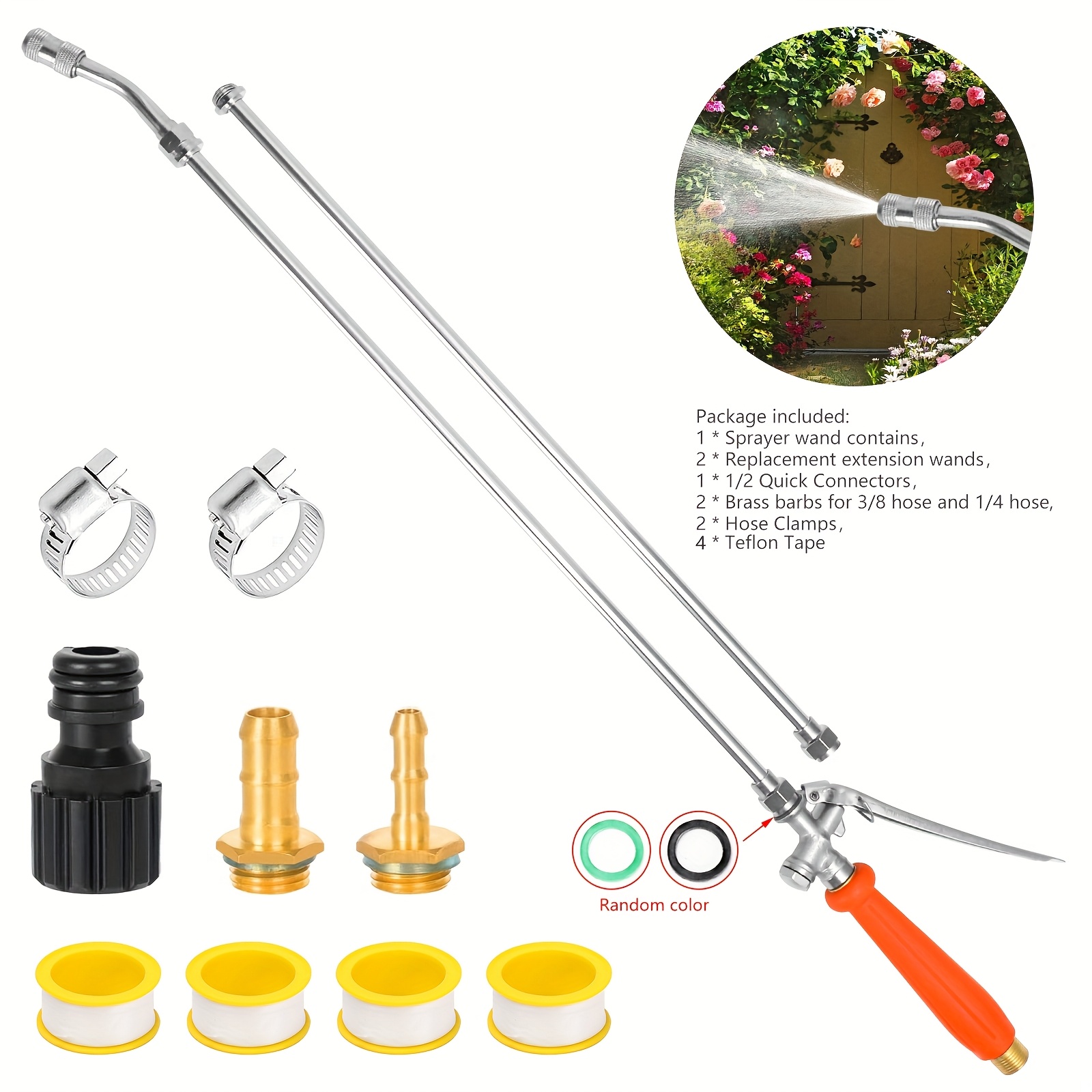 E-shop 29"-42" Metall-Sprühstab, geeignet für 1/2" Schlauch Schnellanschluss, 1/4", 3/8" & 1/2" Messing- Sprühstab mit integriertem Absperrventil aus