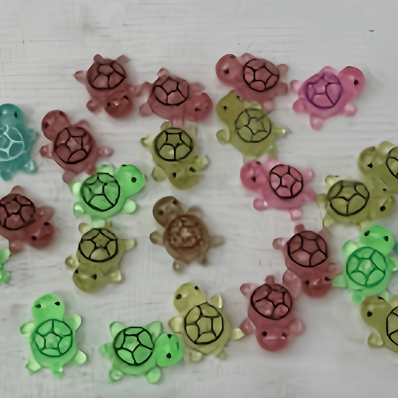 Image of 30pc -the-dark Turtle Statue Decorations, Furniture Party Decorations, Colorful Round Turtle Resin Decorations, Garden Decoration Fairy Party Decorations, Ocean Theme Party Games. 0.35-0.87inch