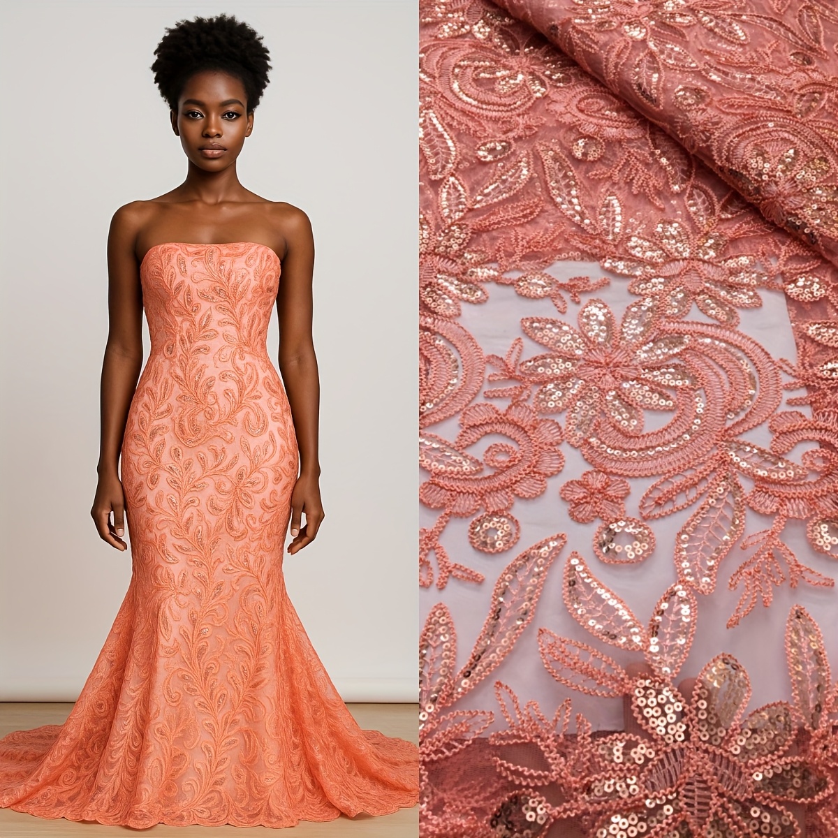 1pc 4.57meter African Mesh Lace Fabric with Sequins Newest Design Nigeria  Tulle * Embroidery Lace Fabric for Women Wedding Dresses Sewing