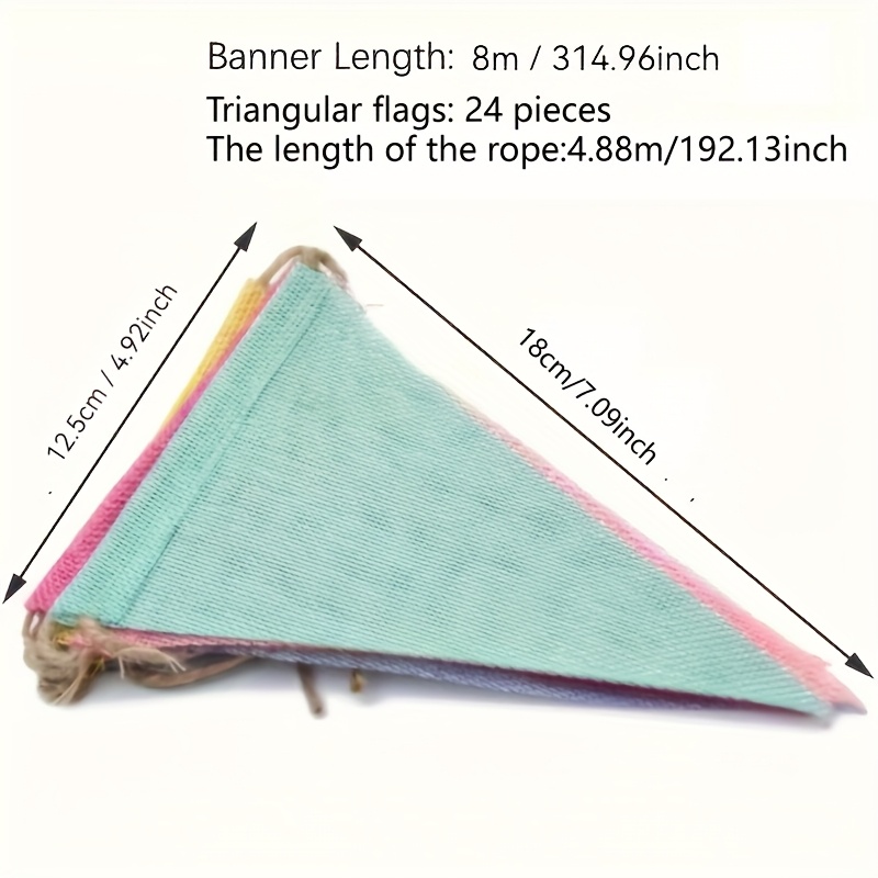 Image of Vintage Colorful Burlap Linen Bunting Flags Pennant For Happy Birthday Party Wedding Decoration Candy Bar