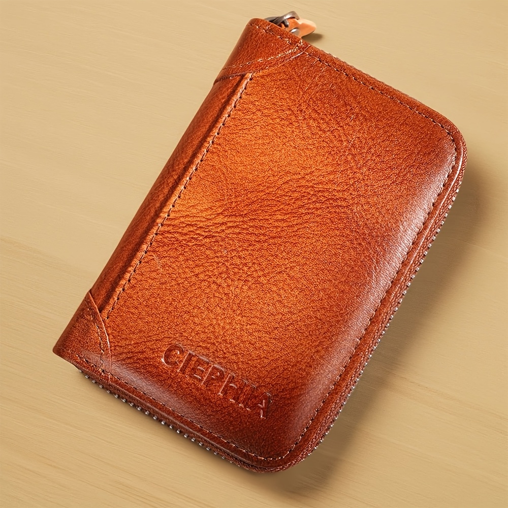 1pc genuine leather rfid blocking wallets for men retro thin short multi functional id credit card holder gifts to men on valentines day