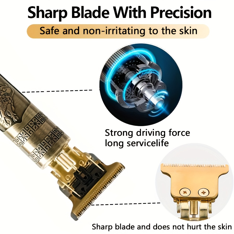 máquina de corte de cabelo profissional para homens, lâmina de barbeiro com   de metal   de t, aparador de barba recarregável sem fio com   de guia ( ), ideal para uso em barbearia ou em casa,   top para presente 9