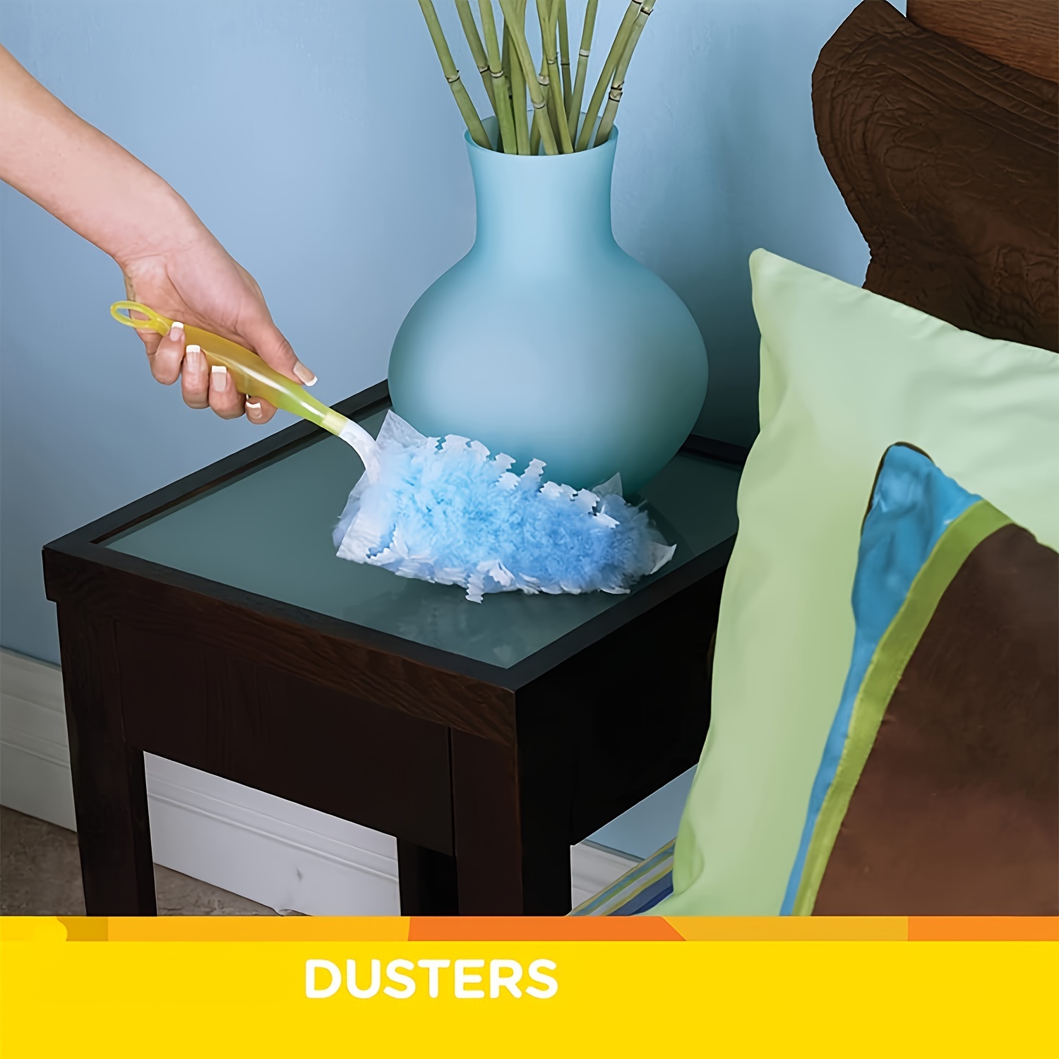   a set of 10 individual duster heads or a yellow handle dusting set 1 handle 10 soft and washable duster heads with multiple options for   of   very suitable for bedrooms bathrooms kitchens living rooms and outdoor use details 6