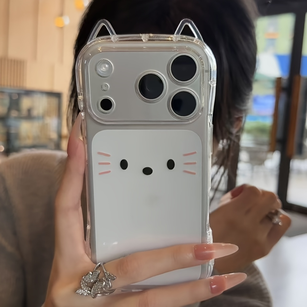 TEMU Phone Case - Chic Cute 3d Kitten Phone Case, For Iphone 12 13 17 Pro Max, 11, Plus, Air, Mobile Accessory, , Stylish Cover, Durable, Tech