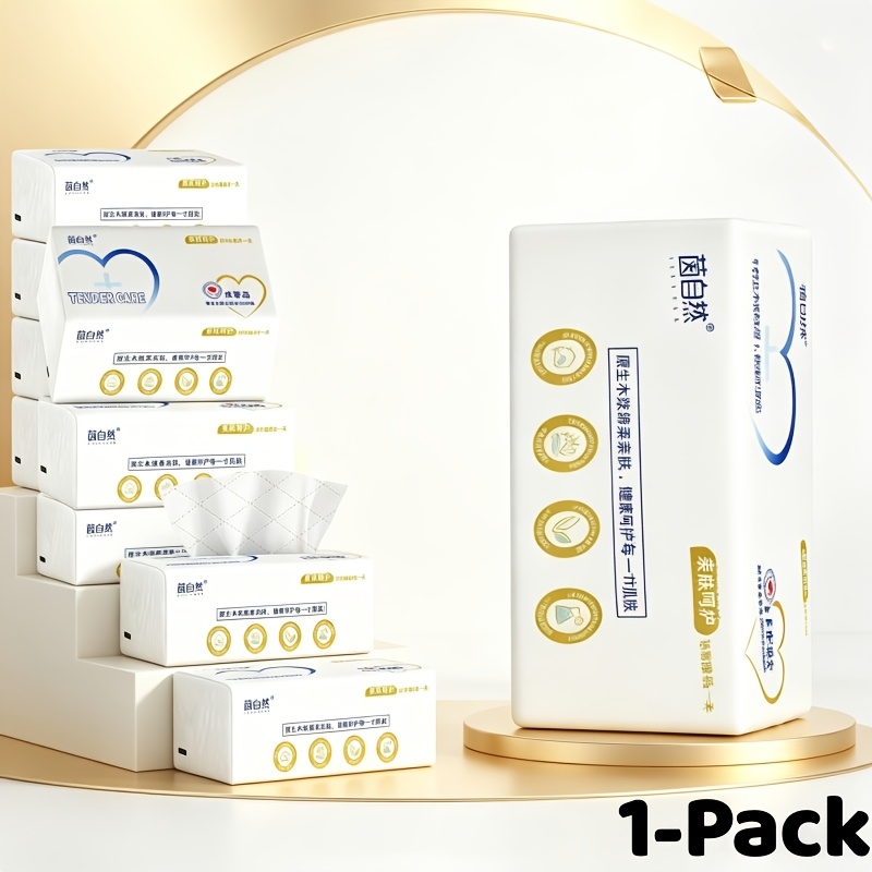TEMU 1 Pack, Premium Tissue 500 Tissues Per Pack, 5-ply Tissue Paper Facial Tissue Toilet Paper Household Affordable Package Paper Napkins Paper